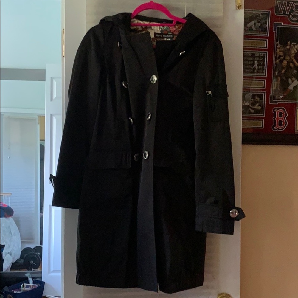 Steve Madden black trench w/ hood